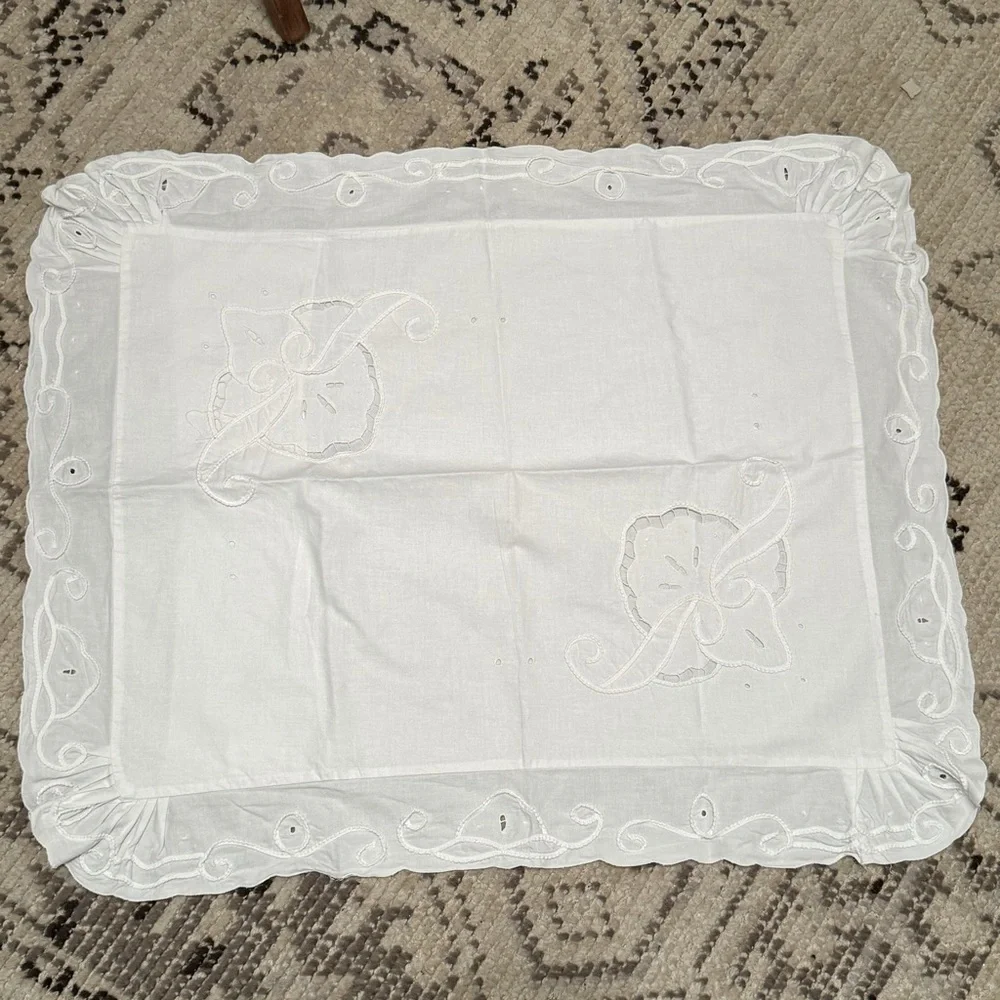 Vintage Scalloped Edge Raffle Cotton 3ps Set Duvet & 2 Shams
